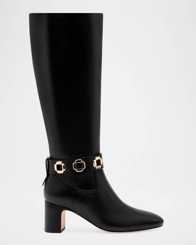 Milan Leather Ankle-Strap Knee Boots